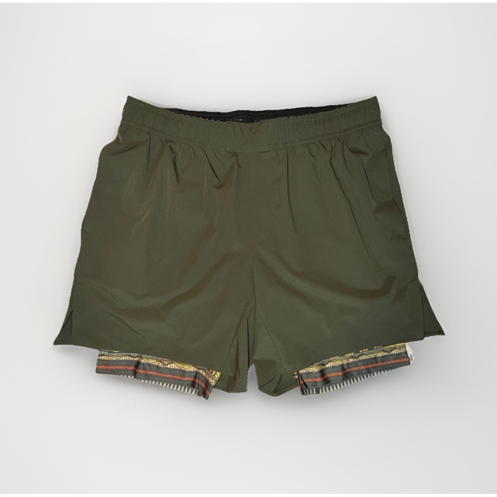 Wowie Men's Nomad 3.0 Hybrid Shorts with Liner Size Large Olive Green 7" Inseam